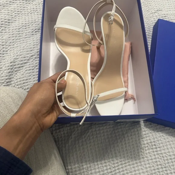 NIB TUART WEITZMAN Amelina 95 white leather sandals size EU 40 and US 9.5 B - Picture 7 of 8